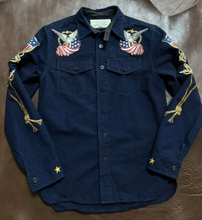 RRL Ralph Lauren RRL Ralph Lauren Navy shirt limited edition wool vest leat Size US XS / EU 42 / 0 - 1 Thumbnail