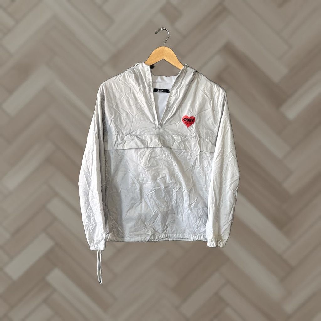 Obey VINTAGE Obey Hooded Windbreaker Jacket Gray 1/2 Zip Pullover Mens M Size Windbreaker Gray 90s Mens? Size US M / EU 48-50 / 2 - 1 Thumbnail