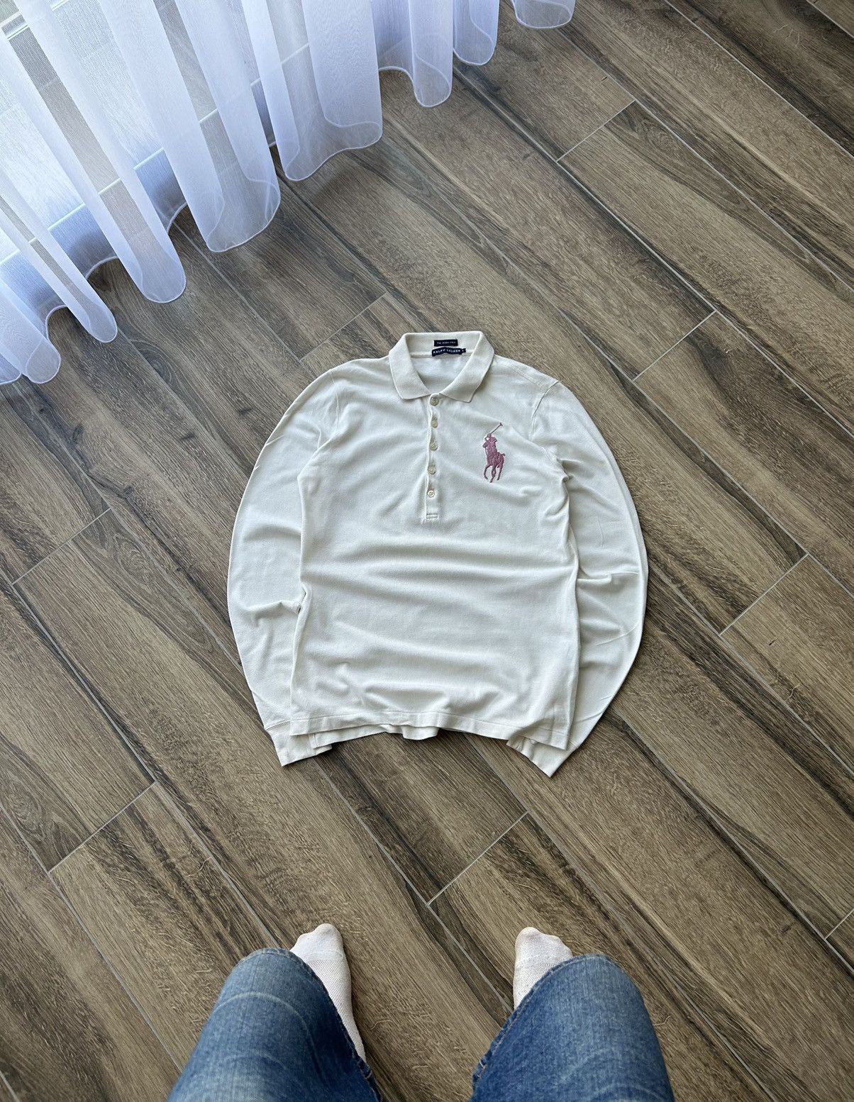 Polo Ralph Lauren × Vintage Polo Ralph Lauren Skinny Polo big pony long-sleeve Size L / US 10 / IT 46 - 1 Thumbnail