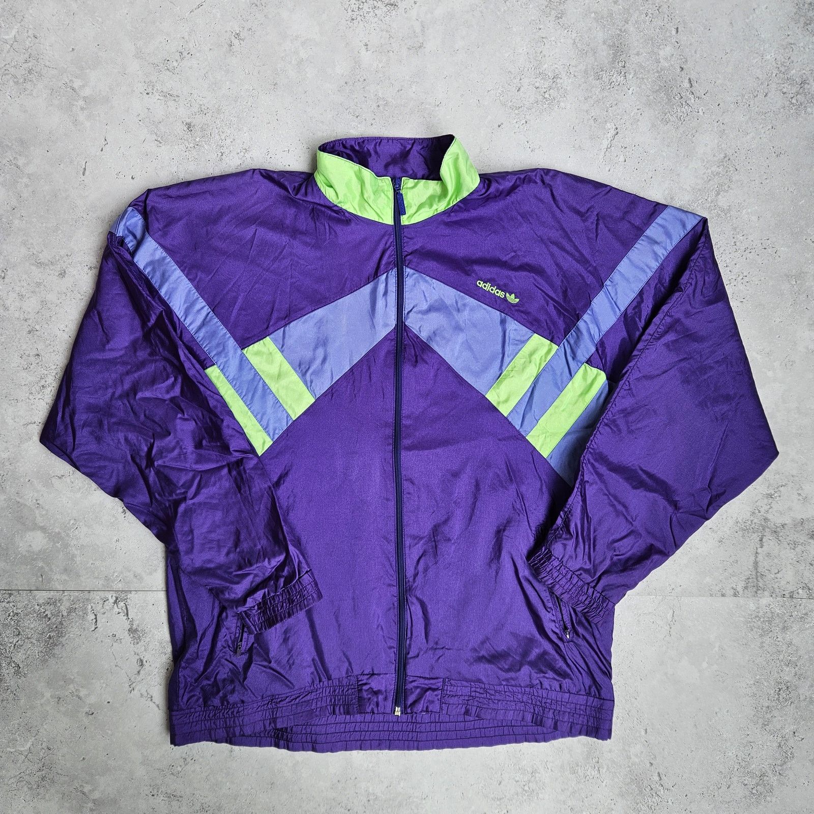 Adidas Vintage Adidas Windbreaker Purple and Green Size US L / EU 52-54 / 3 - 1 Thumbnail