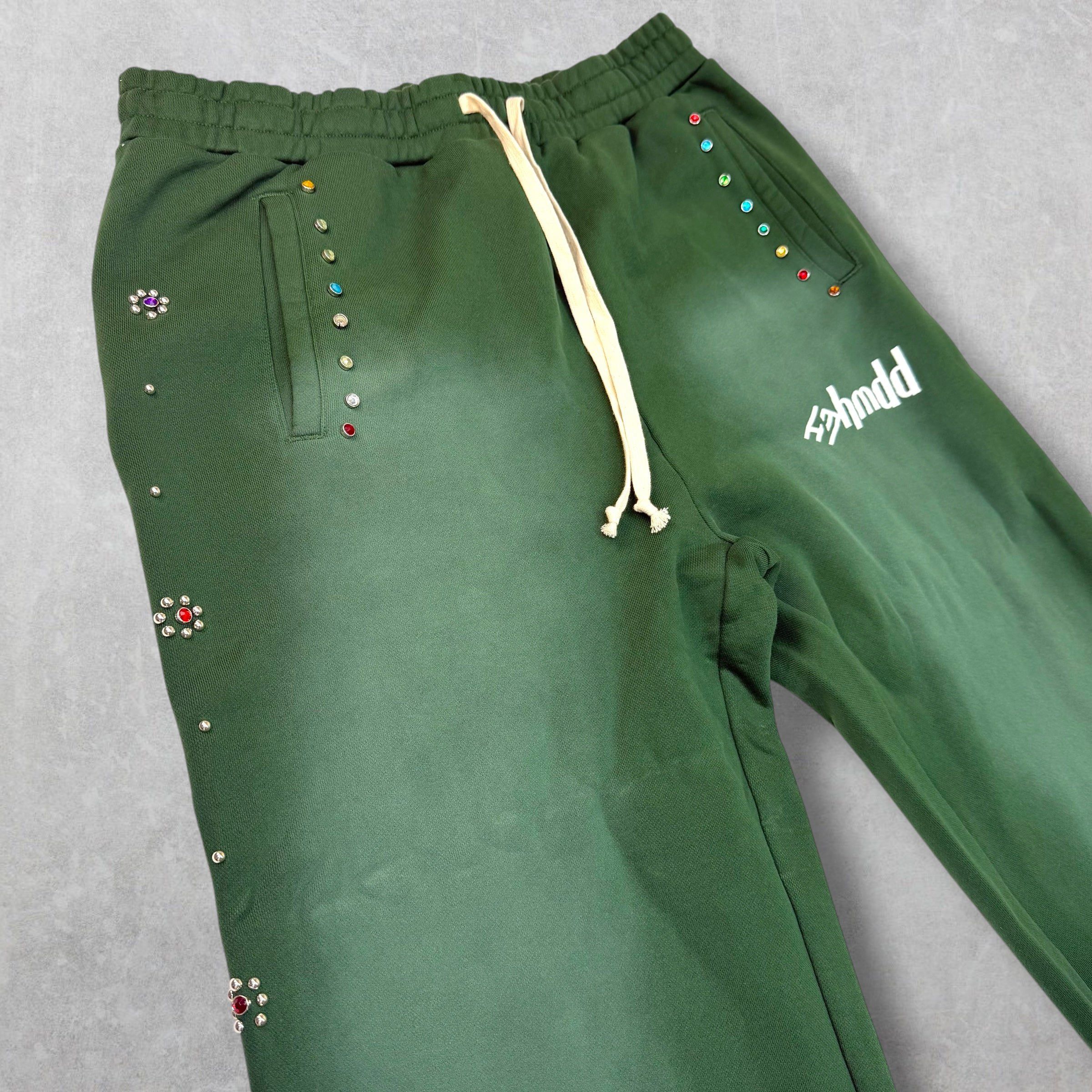 HMDD HMDD Green Flower Studded Scrunch Sweatpants XL Size US 36 / EU 52 - 4 Thumbnail