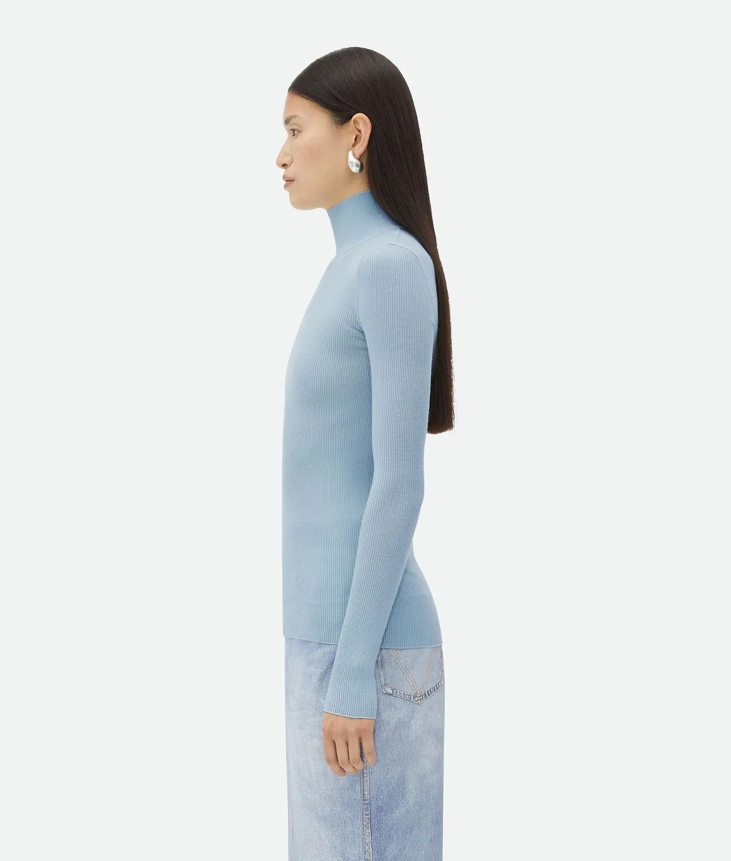 Bottega Veneta o1bcso1str0725 Light Wool Sweater in Light Blue Size XL / US 12-14 / IT 48-50 - 2 Thumbnail