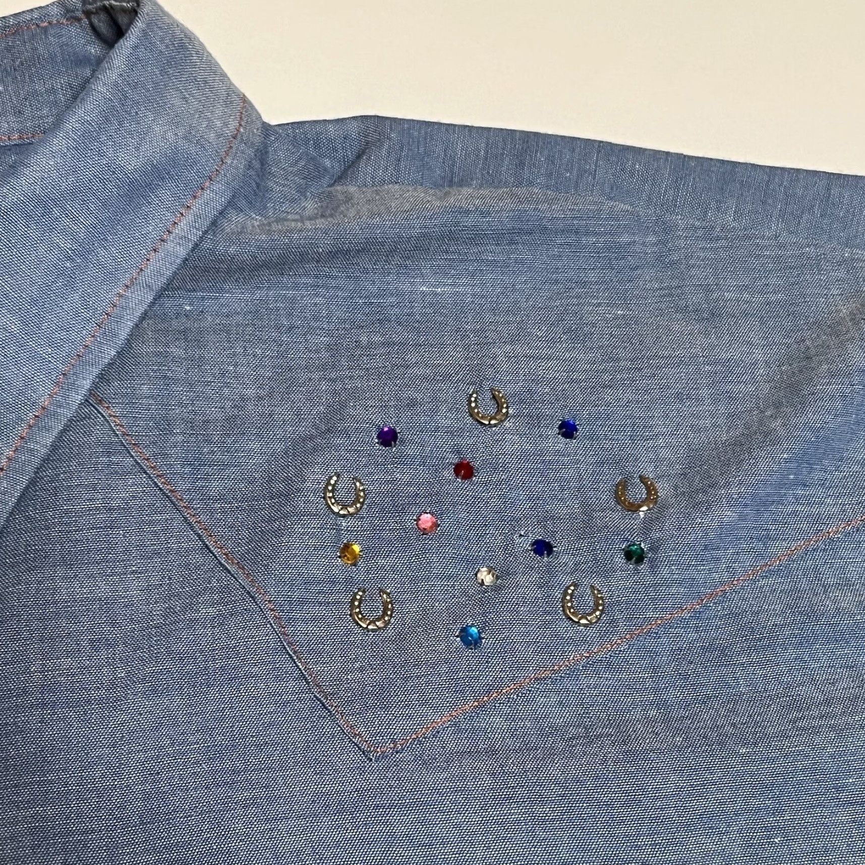 J Brand VINTAGE DEE CEE Western Shirt Cowboy Pearl Snap Blue Chambray 3XL Mens Size US XXL / EU 58 / 5 - 7 Thumbnail