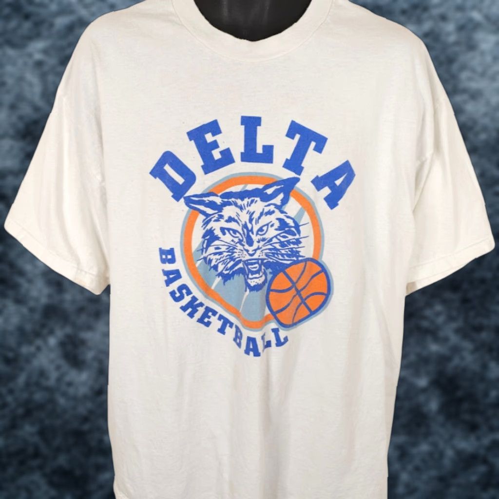 Hanes VINTAGE Hanes Delta Academy Basketball T Shirt Mens XL White 90s Y2K Las Vegas Size US XL / EU 56 / 4 - 1 Thumbnail