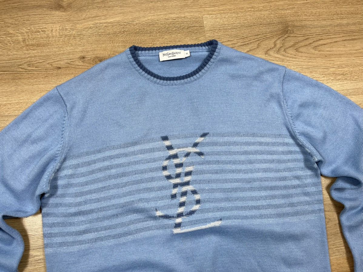 Yves Saint Laurent Vintage Yves Saint Laurent Knit Sweater YSL Big Logo Blue Size US XXL / EU 58 / 5 - 2 Thumbnail