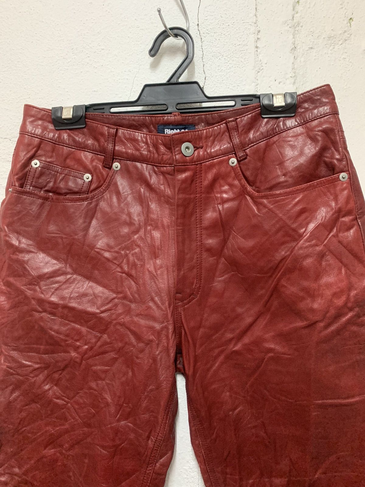 Japanese Brand × Leather × Vintage Vintage Right On Real Leather Pants ‘cowhide’ Size US 30 / EU 46 - 2 Thumbnail