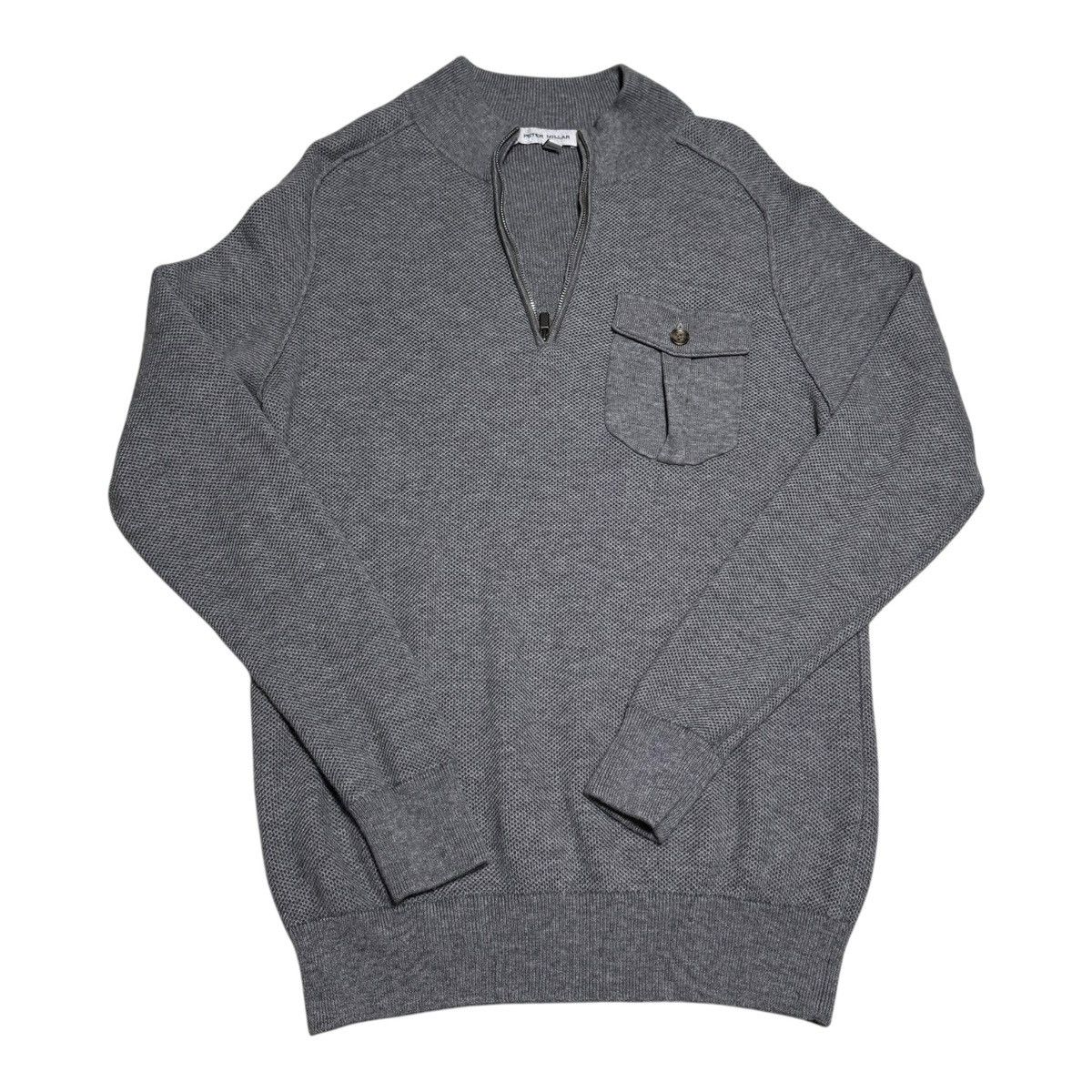 Peter Millar PETER MILLAR Dover Pocketed Quarter-Zip Sweater Gray Small Size US S / EU 44-46 / 1 - 1 Thumbnail