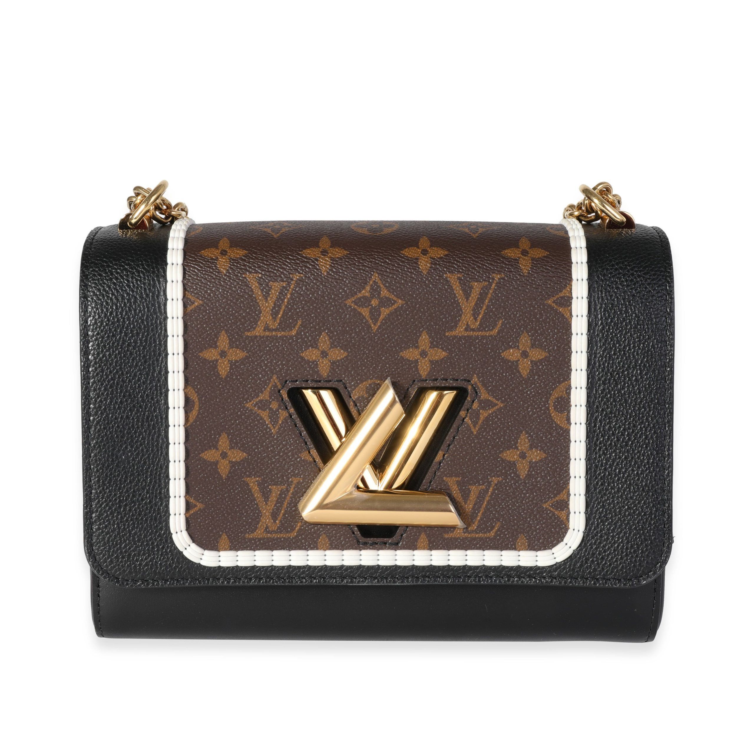 Louis Vuitton Black Leather & Monogram Canvas Braided Twist MM