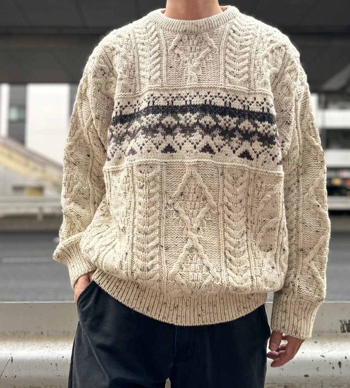 Aran Crafts × Barbour 80s Wool Sweater Aran Crafts Fisherman Cable Knitwear Size US L / EU 52-54 / 3 - 10 Thumbnail