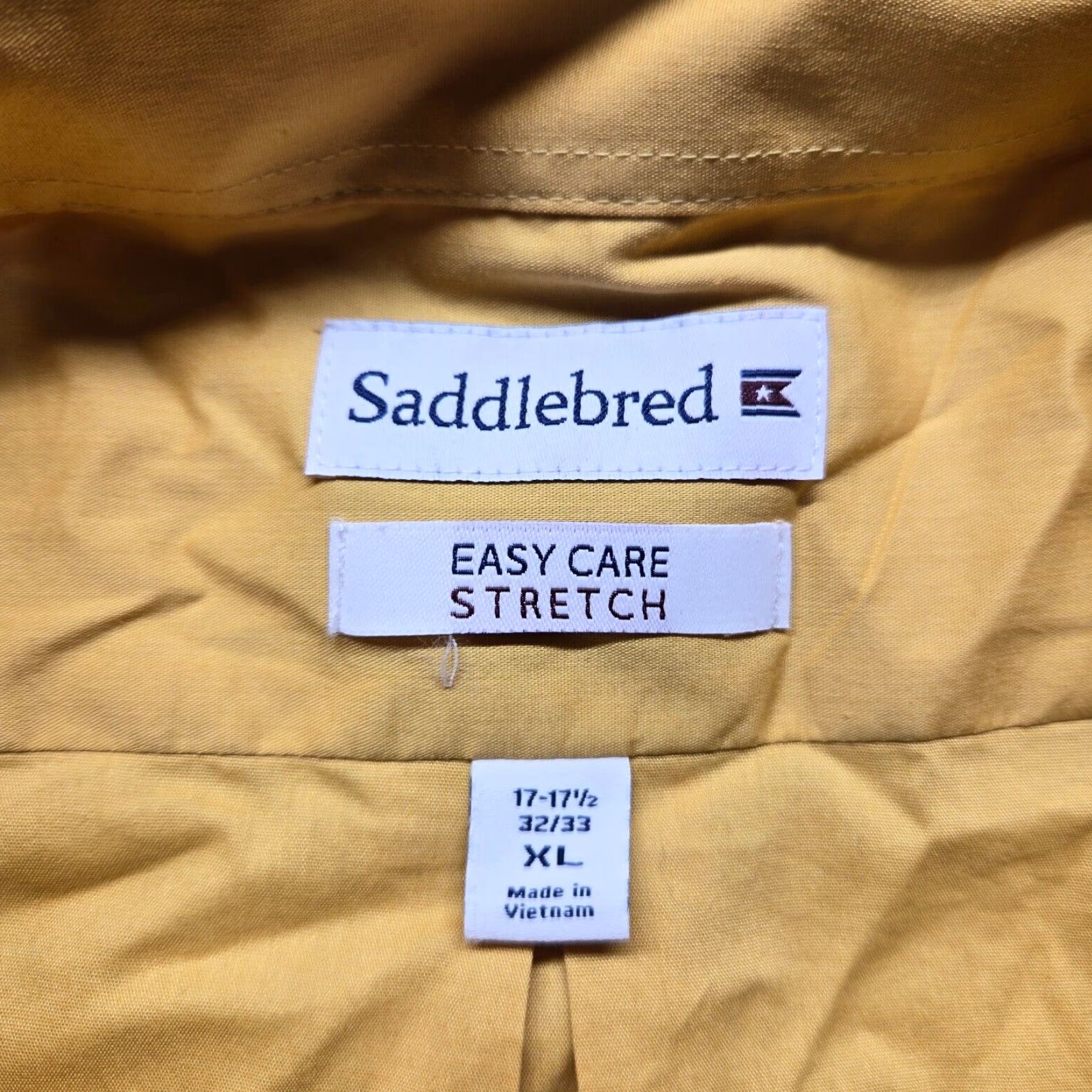 Vintage SADDLEBRED Solid Yellow Button Up Shirt Mens XL 17 Long Sleeve Casual Easy Care Cotton Button-Down 65% Cotton 35% Polyester Size US XL / EU 56 / 4 - 3 Thumbnail
