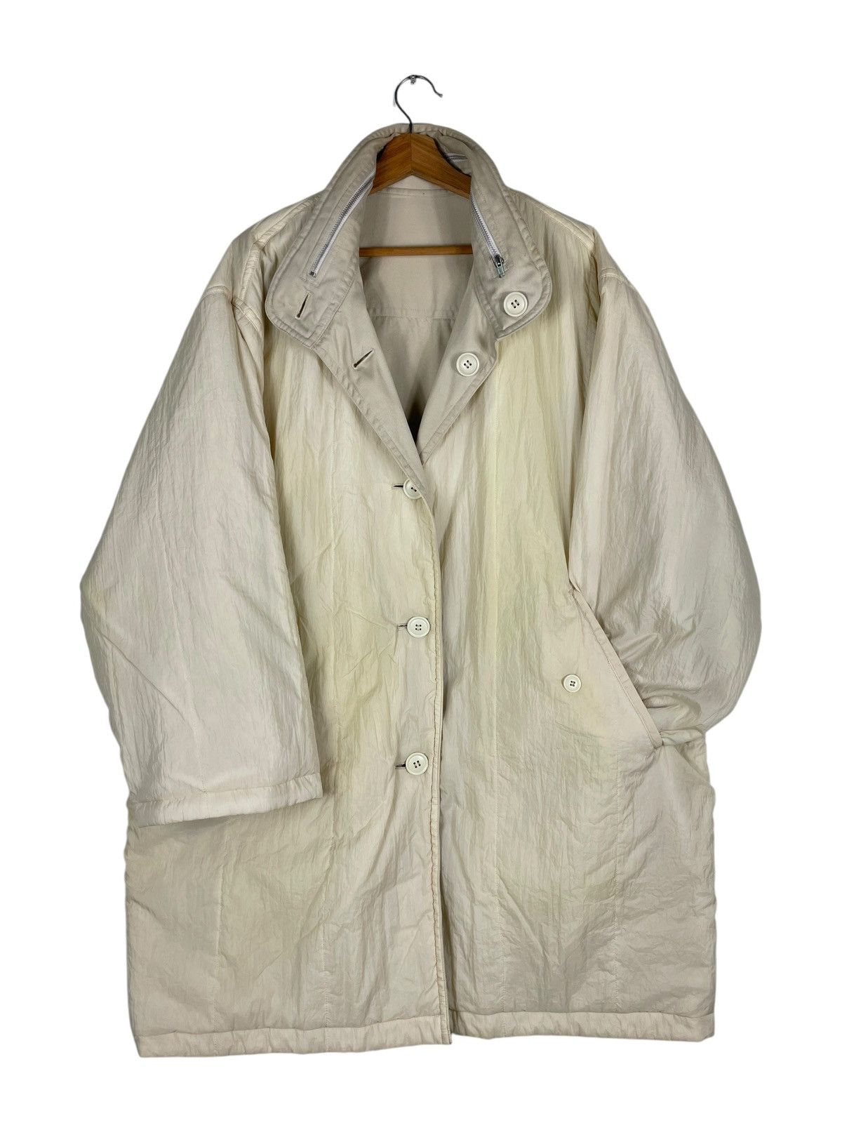 Issey Miyake ARCHIVES💥 80s BOXY COAT ISSEY MIYAKE BUTTON LONG JACKET Size US L / EU 52-54 / 3 - 7 Thumbnail