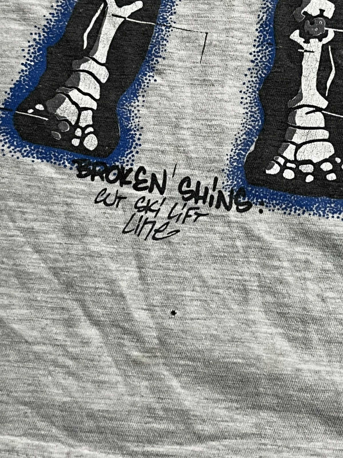 Vintage 90s French Spirit Archive Snowboard Skeleton Anatomy T-Shirt Size US L / EU 52-54 / 3 - 5 Thumbnail
