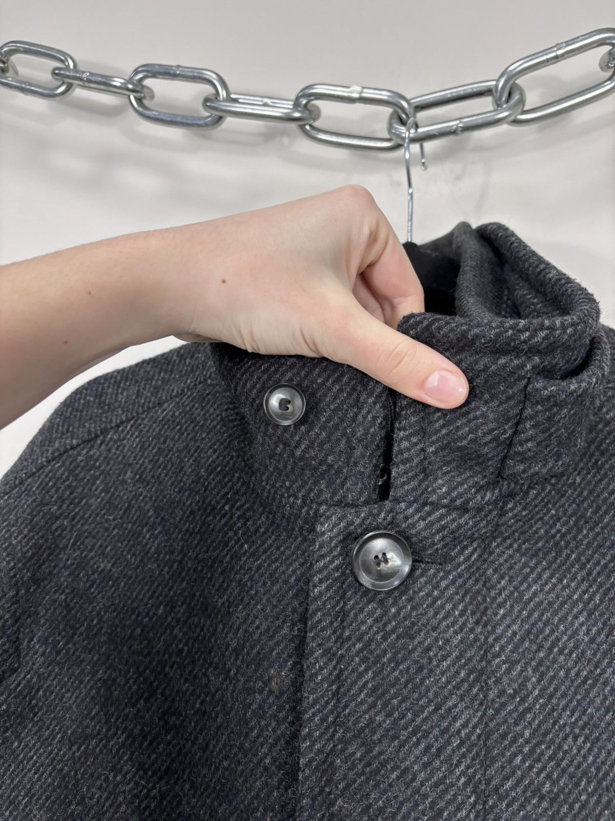 Hugo Boss Hugo Boss Men’s Herringbone Dark Grey Wool Blend Overcoat Size US M / EU 48-50 / 2 - 10 Thumbnail