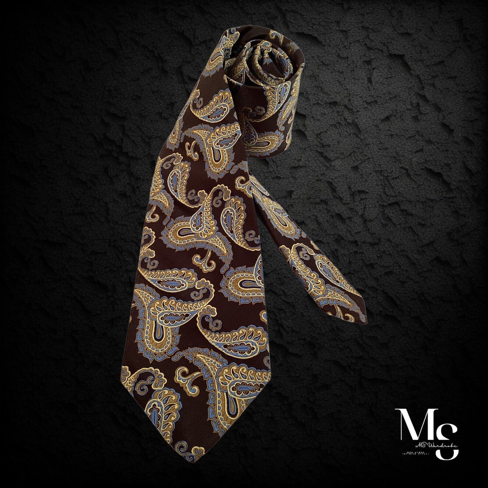 Robert Talbott ROBERT TALBOTT Brown Paisley Silk Tie Hand Swin In USA W: 3. Size ONE SIZE - 1 Thumbnail