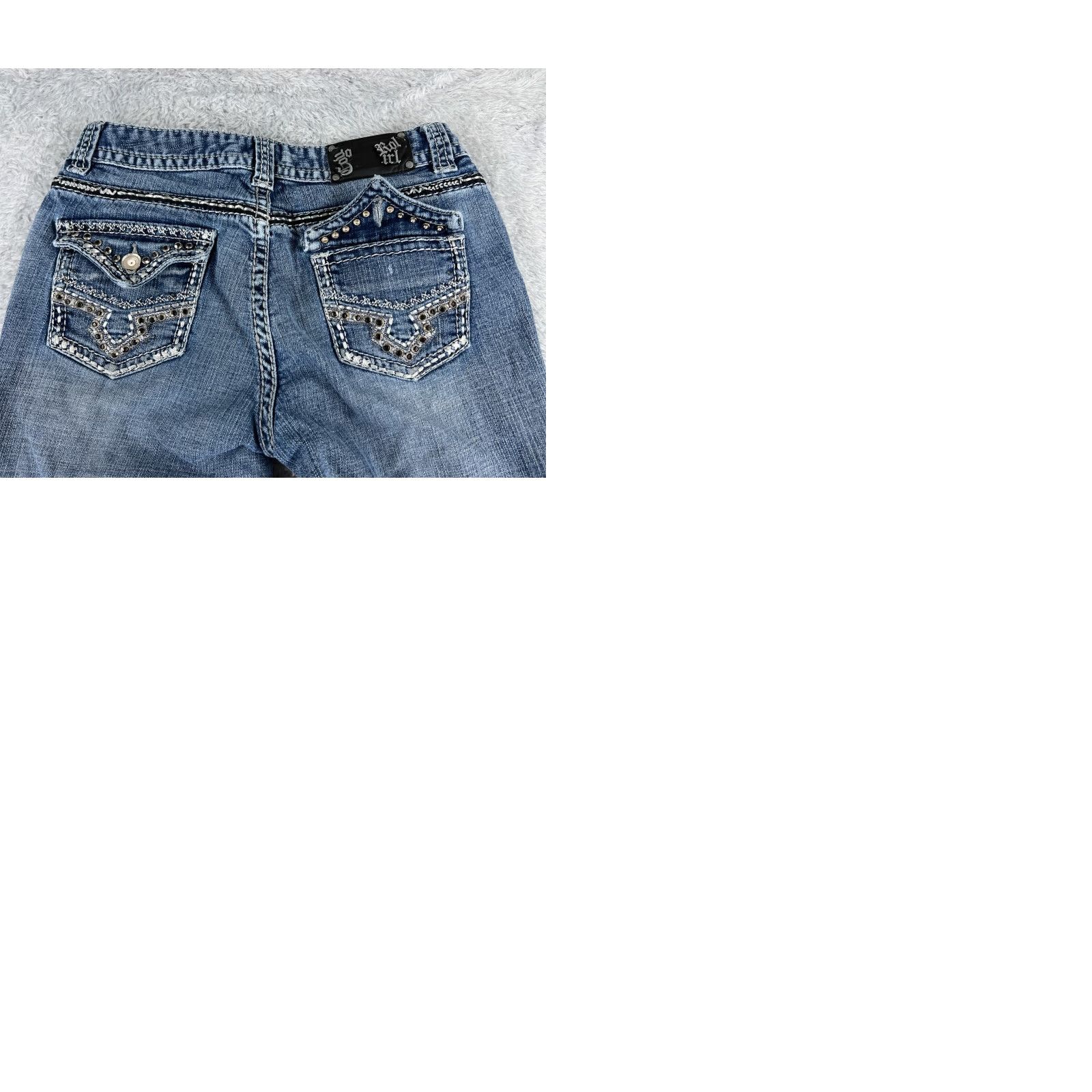 Denime Rock And Roll Cowgirl Jeans Womens 28 Blue Denim Mid Rise Bootcut 26x31 Read Rock Girls Womens Jeans Size 28" / US 6 / IT 42 - 10 Thumbnail