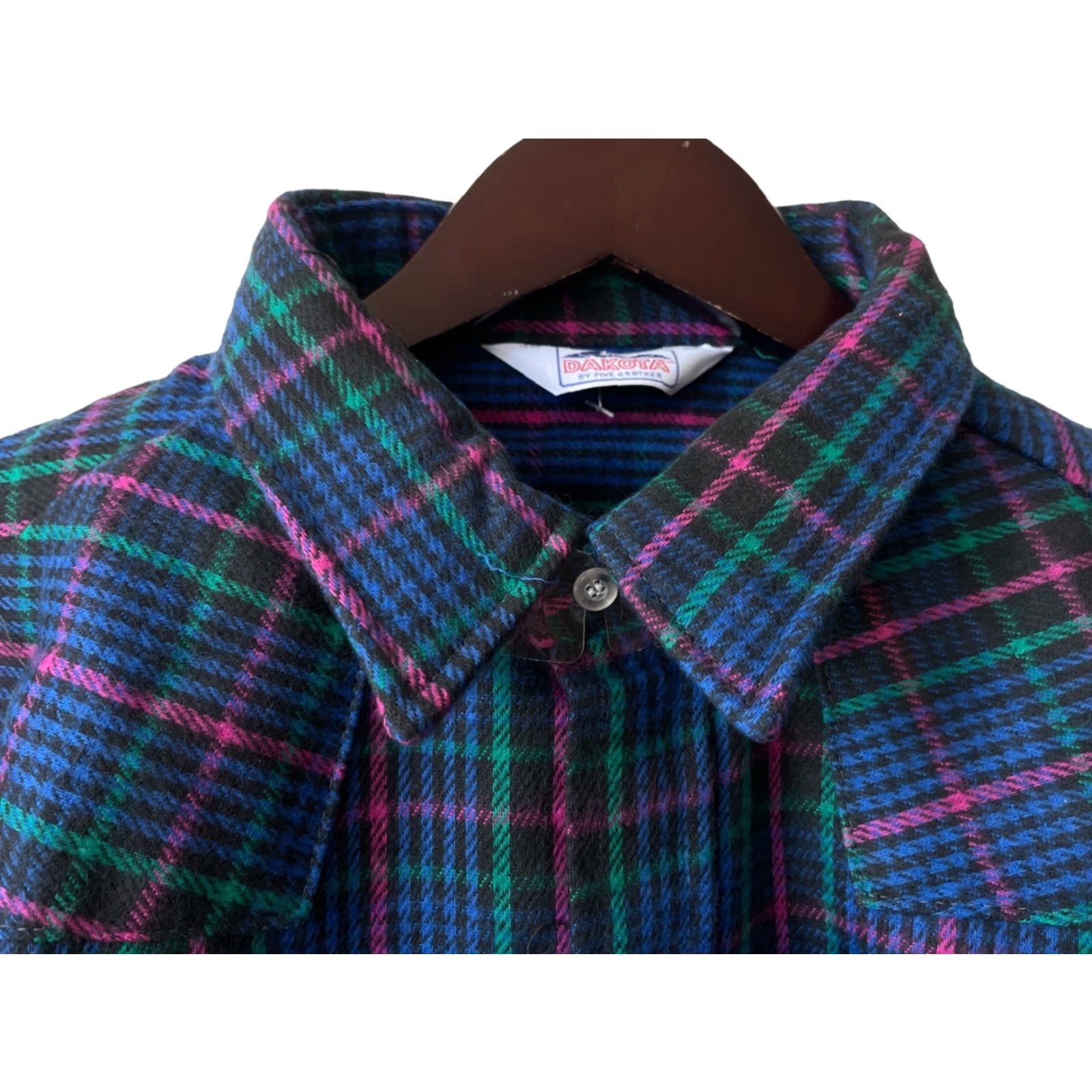 Vintage VINTAGE Five Brother Dakota heavyweight flannel shirt Mens 2XL Blue Plaid Heavyweight Cotton Pearlized snaps 80s NOS NWT Size US XXL / EU 58 / 5 - 5 Thumbnail