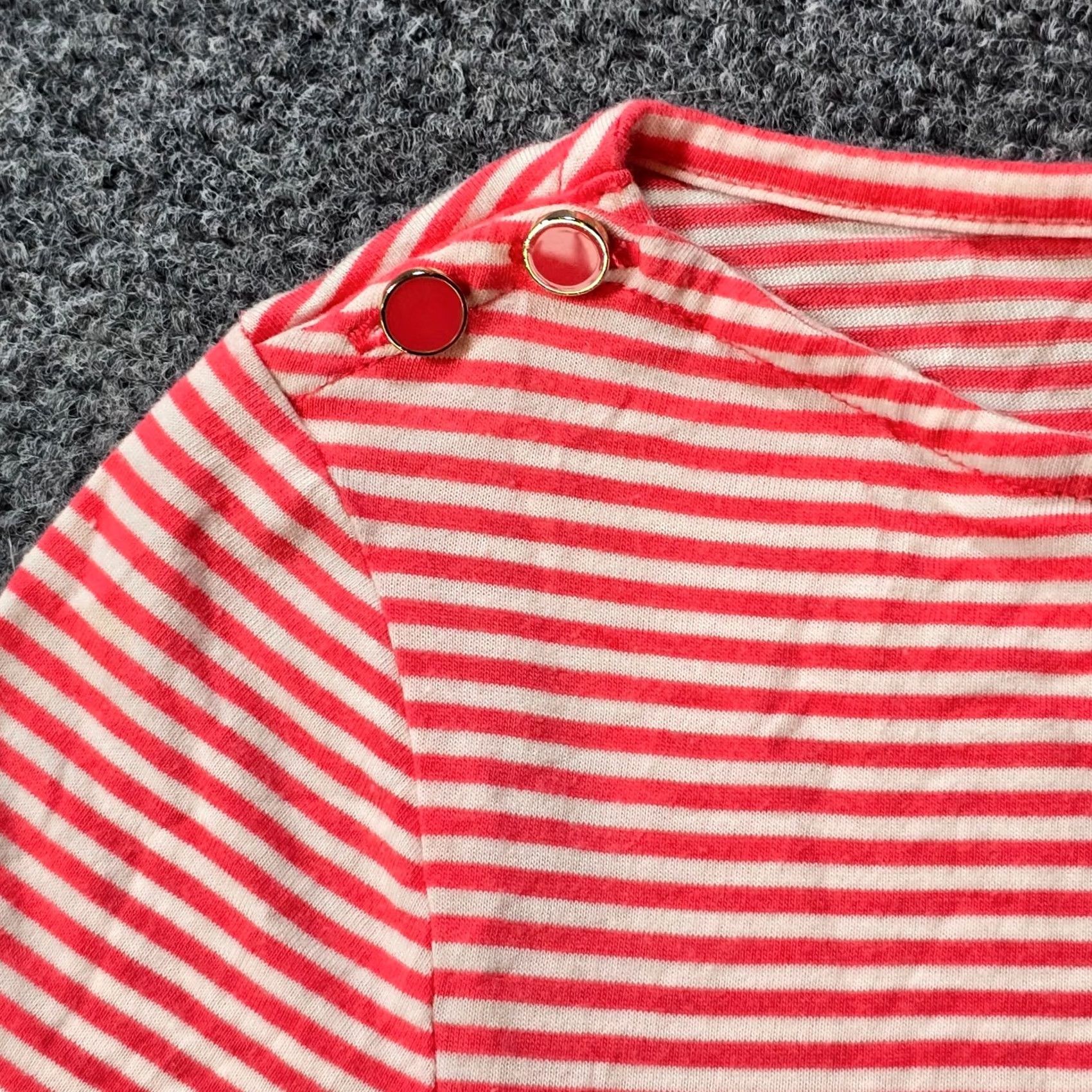 Vineyard Vines Vineyard Vines Top Womens Size Small Orange Pink Striped Boat Neck Pima Casual Shirt Size S / US 4 / IT 40 - 3 Thumbnail