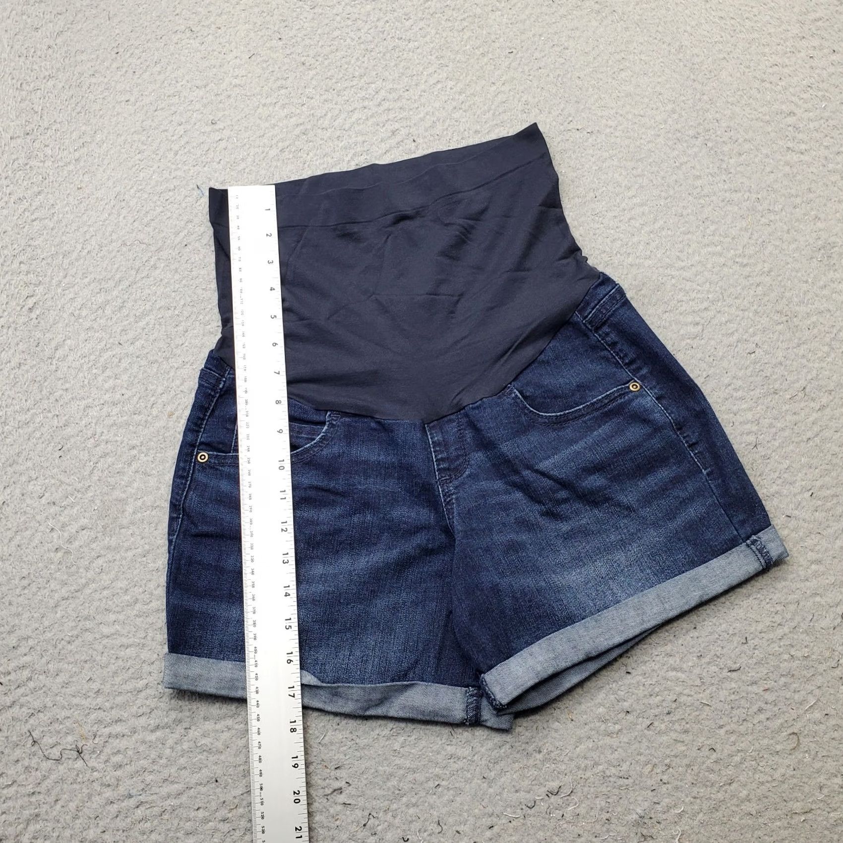 Vintage A Glow Womens 6 Blue Denim Stretch Boyfriend Shorts - Maternity, Cargo/Cuffed, 4.5" Inseam, Flat Front, 5-Pocket, Regular Fit, Casual Summer Shorts Size 28" / US 6 / IT 42 - 3 Thumbnail