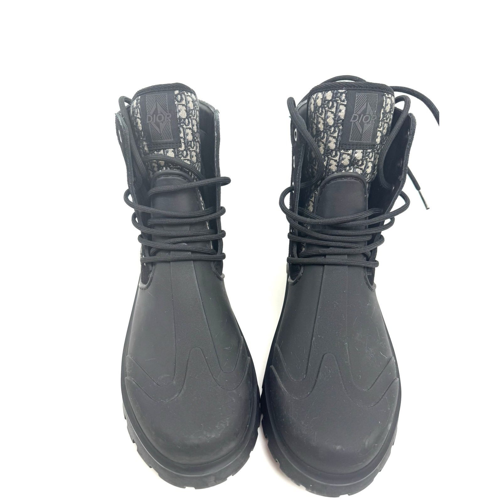 Dior Dior Garden Oblique Black/Beige Lace Up Combat Boots Size 41 Size US 8 / EU 41 - 11 Thumbnail