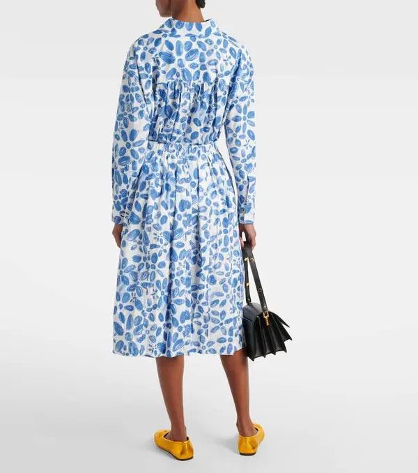Marni o1w1db11125 High-Rise Cotton Midi Skirt in Blue Size 27" / US 4 / IT 40 - 3 Thumbnail