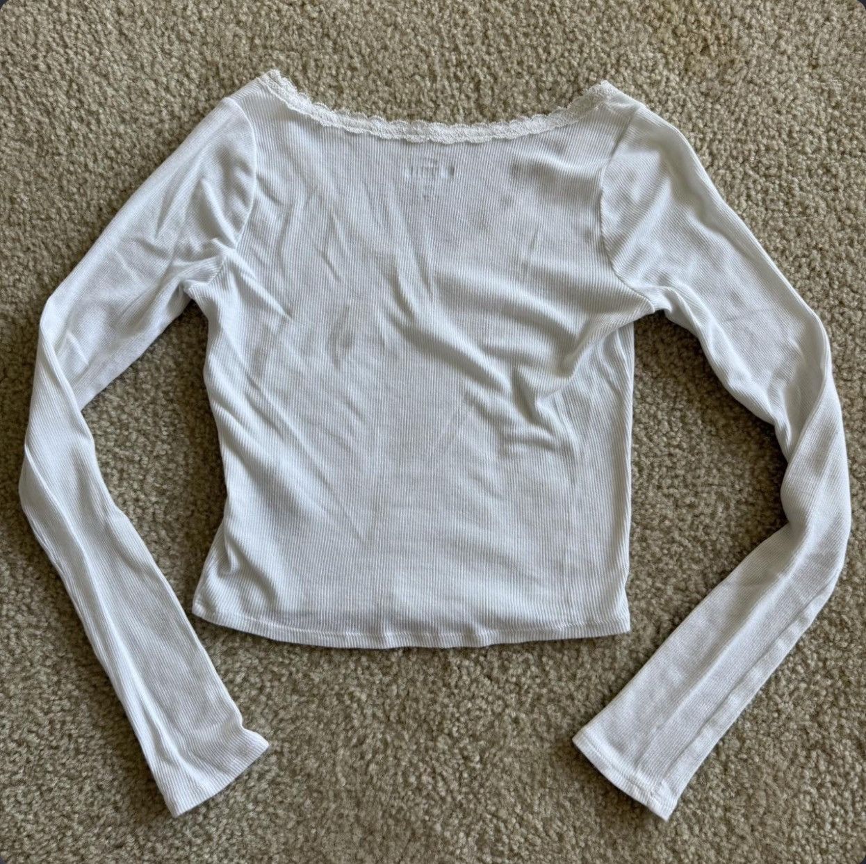 Hollister hollister white v-neck laced long sleeve top Size M / US 6-8 / IT 42-44 - 2 Thumbnail