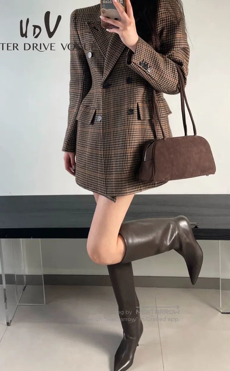 Balenciaga Balenciaga Classic Plaid Brown Hourglass Coat Size XXS / US 00 / IT 34 - 7 Thumbnail