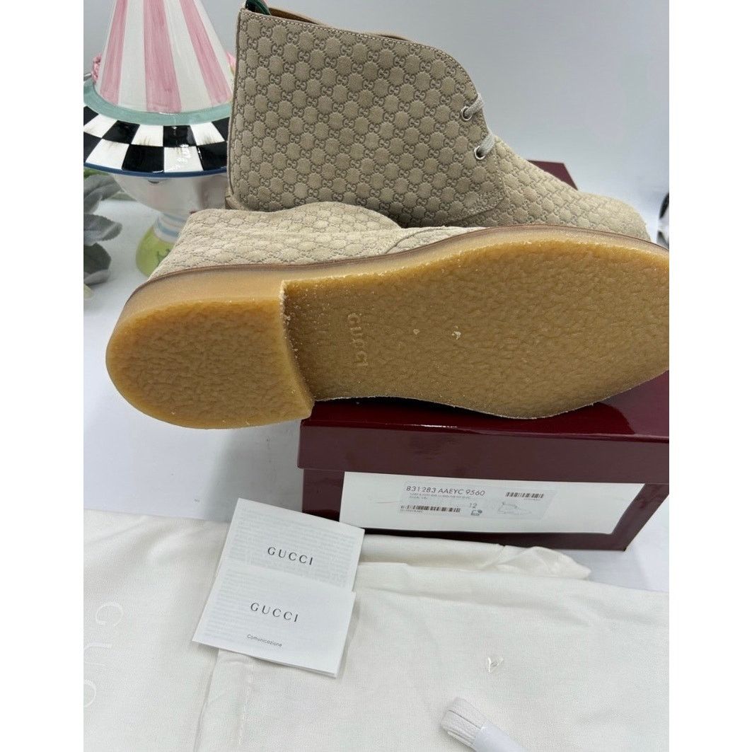 Gucci Men's Gucci suede GG embossed desert boots size 12 Size US 12.5 / EU 45-46 - 10 Thumbnail