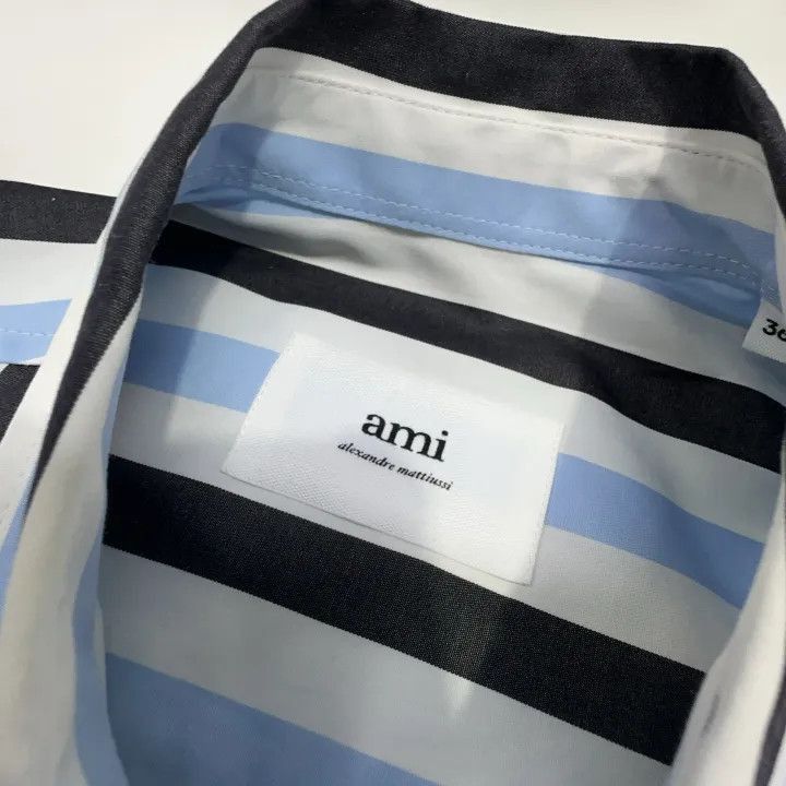AMI AMIPARIS Striped Short Sleeve Shirt for All -2507 Size US S / EU 44-46 / 1 - 4 Thumbnail
