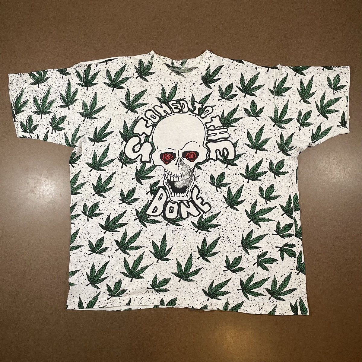 image of 90's Vintage Stoner All Over Print T-Shirt in White, Men's (Size XL)