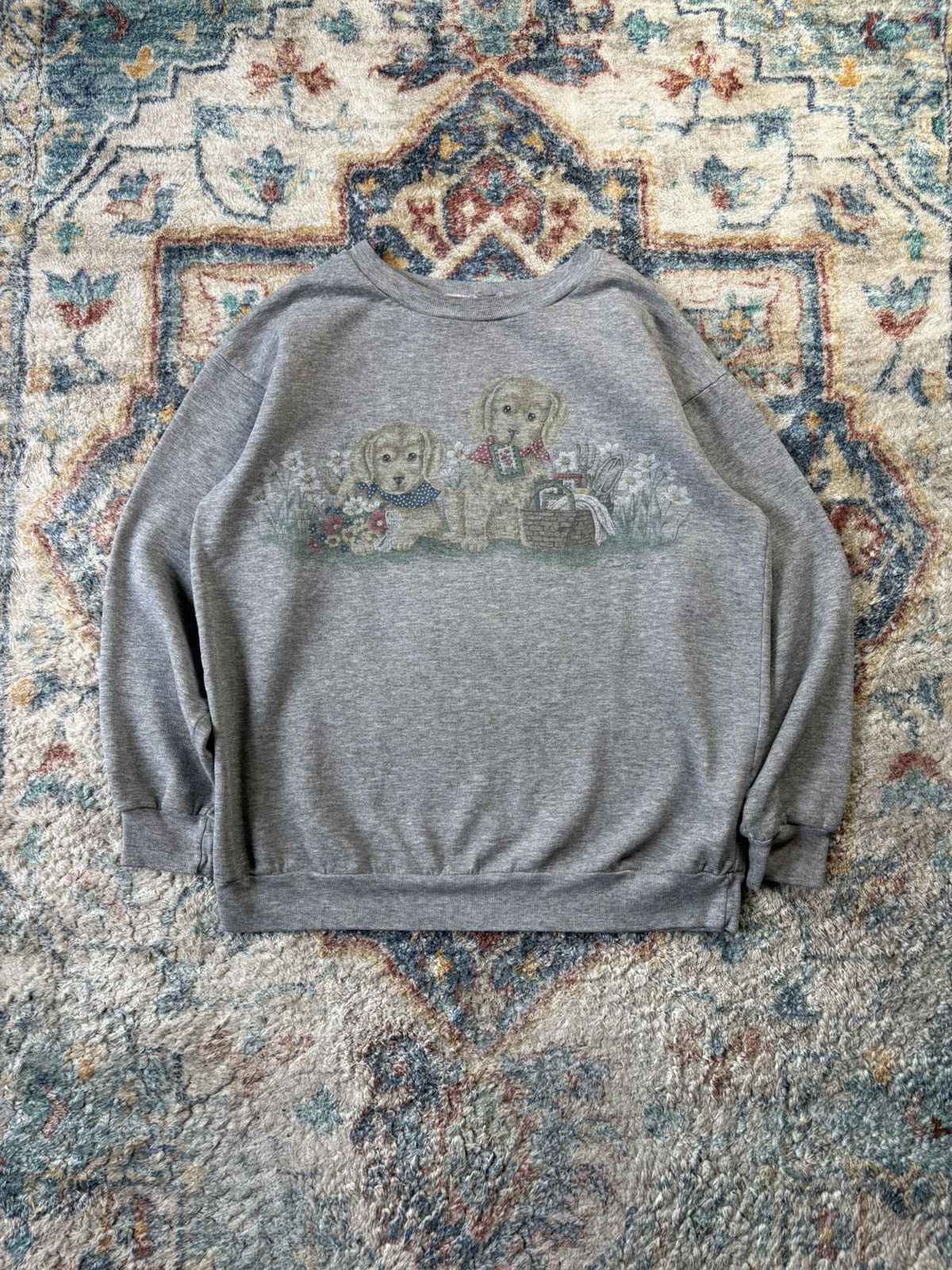 Vintage Vintage Northern Reflections Puppies Flowers Crewneck Medium Size M / US 6-8 / IT 42-44 - 1 Thumbnail