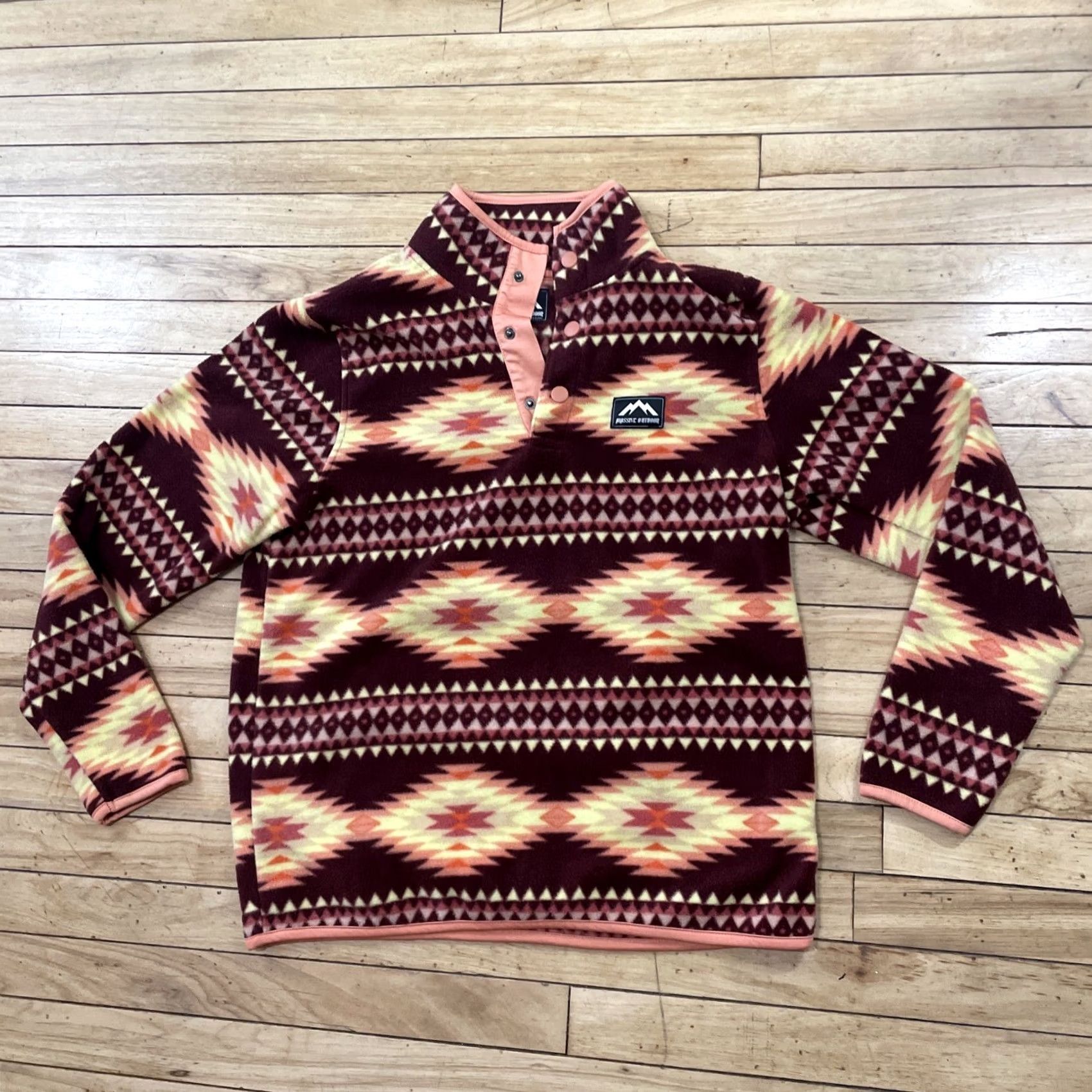 Vintage MASSIVE OUTDOOR Snap Sherpa Fleece Mens S Red Orange Tribal Aztec Southwest Jacket Mens Snap Fleece Outdoor Aztec Southwest Red Sportswear Size US S / EU 44-46 / 1 - 3 Thumbnail