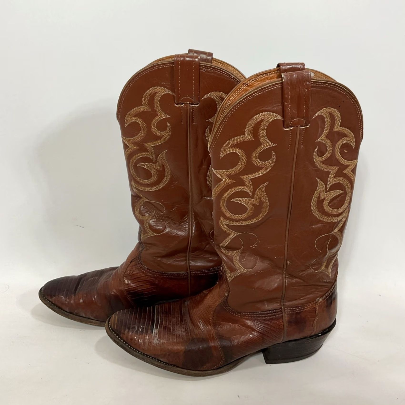 Vintage VINTAGE Nocona Boots Cowboy Boots Western Boots Ladies Brown Alligator Python 7278 10D Women Leather Shaft 12" Heel 2" Pointed Toe Size US 10 / IT 40 - 7 Thumbnail