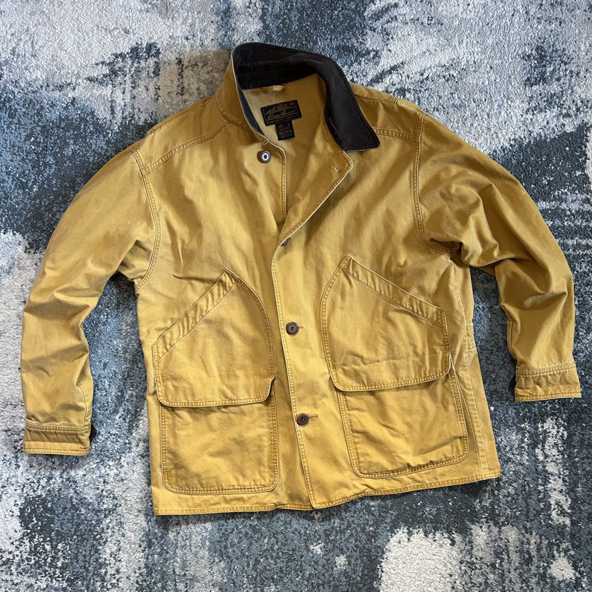 Eddie Bauer 90s FLOCKED CANVAS HUNTiNG JACKET WORK COAT MUSTARD SEED Size US L / EU 52-54 / 3 - 13 Thumbnail