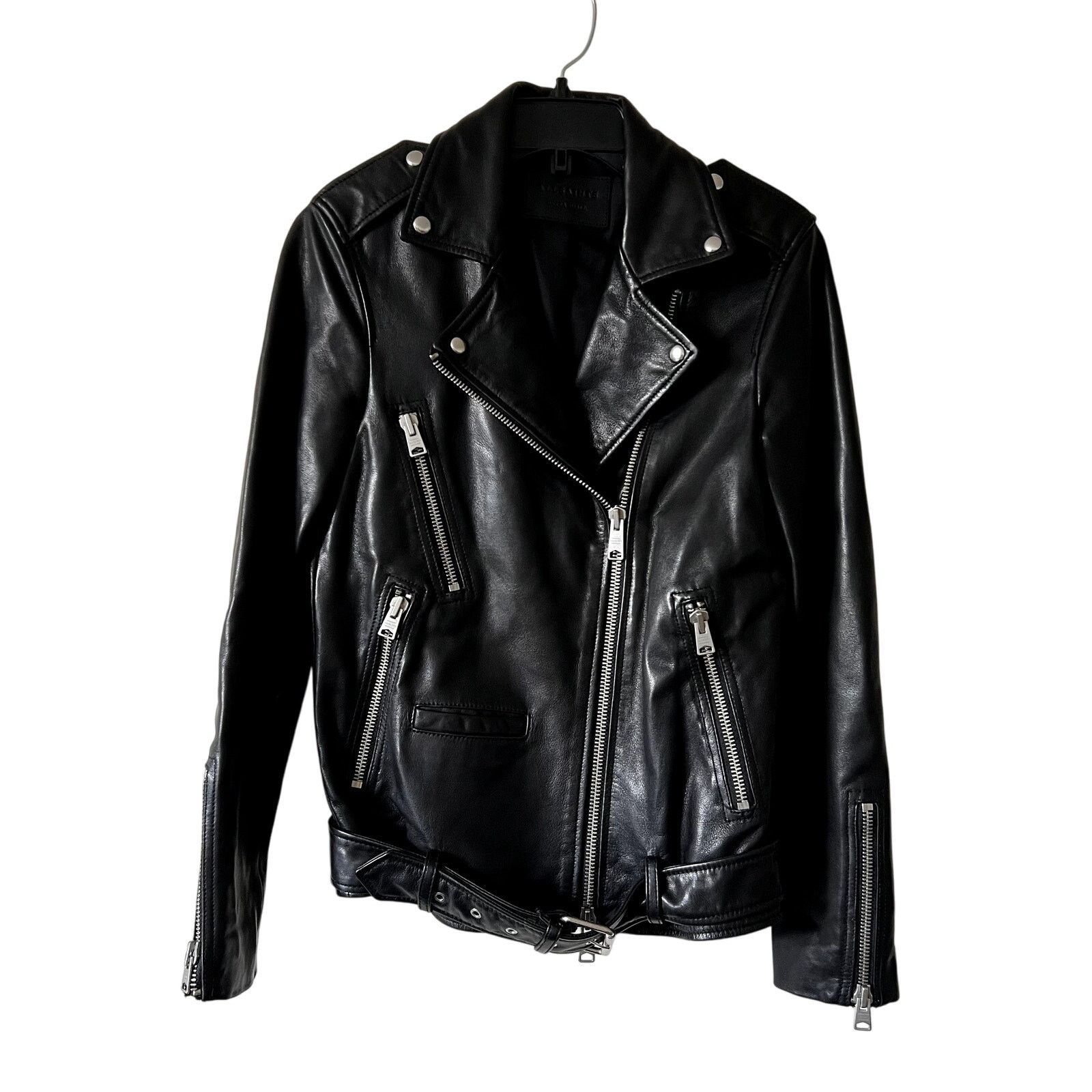 Allsaints AllSaints Billie Leather Biker Jacket Size XS CL Size XS / US 0-2 / IT 36-38 - 1 Thumbnail