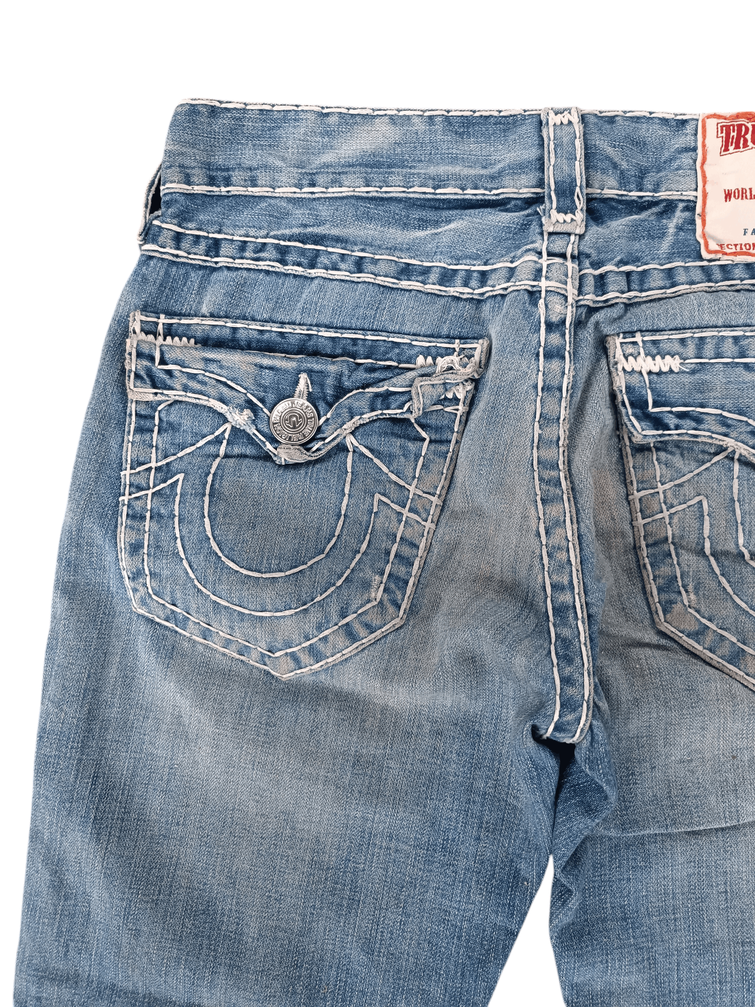 True Religion × Vintage True Religion ひ Joey Super T Distressed Baggy Flare Y2K Size US 32 / EU 48 - 20 Thumbnail