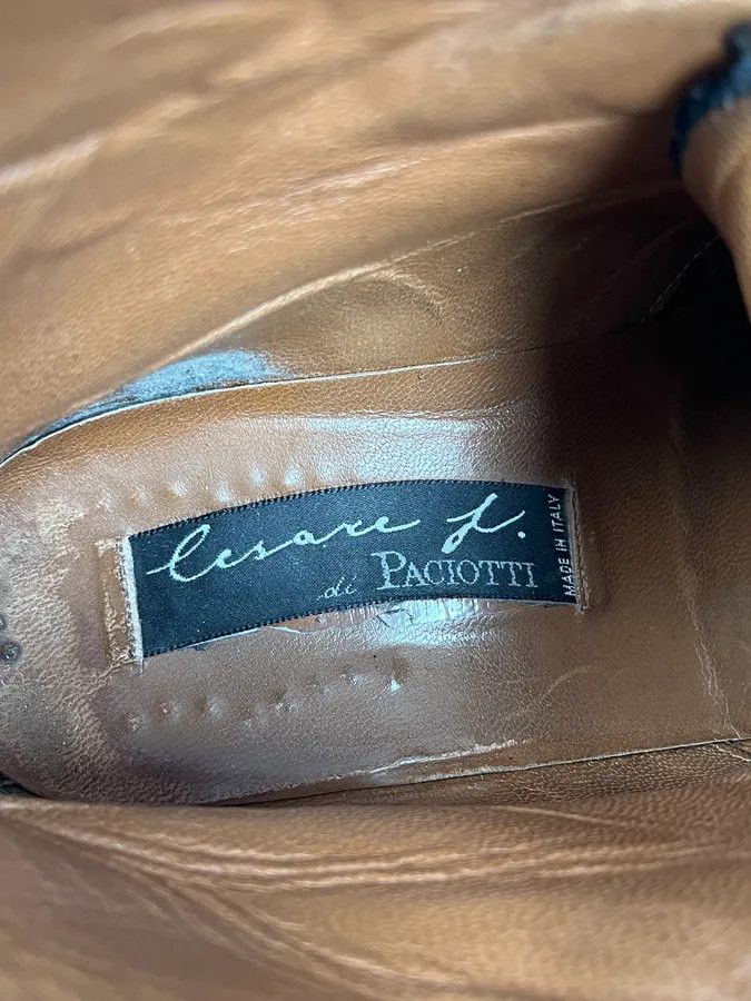 Vintage Cesare Paciotti Black Leather Dagger Lace-Up Boots Size US 7 / EU 40 - 8 Thumbnail