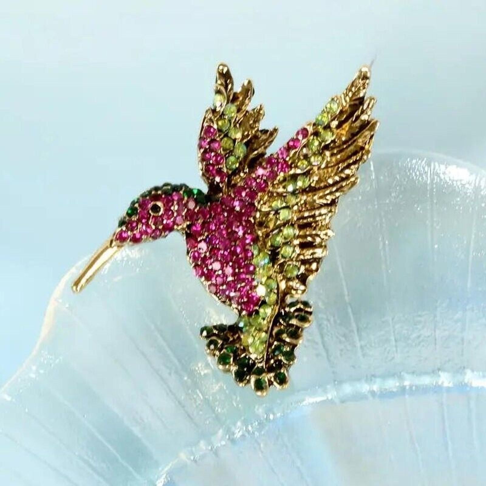 Other Gorgeous Hummingbird Brooch • Aurora Borealis Rhinestones Size ONE SIZE - 3 Thumbnail