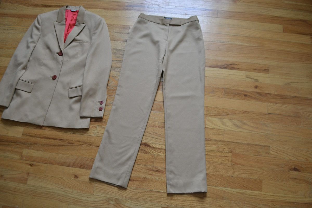 Versace FW1999 Contrast Red Rayon Lined Wool Pant Suit Size M / US 6-8 / IT 42-44 - 6 Thumbnail