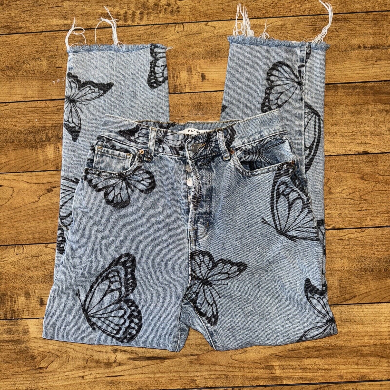 Pacsun Pacsun Denim Jeans W Butterfly’s High Rise Straight 24x28 Size 24" / US 00 / IT 34 - 3 Thumbnail