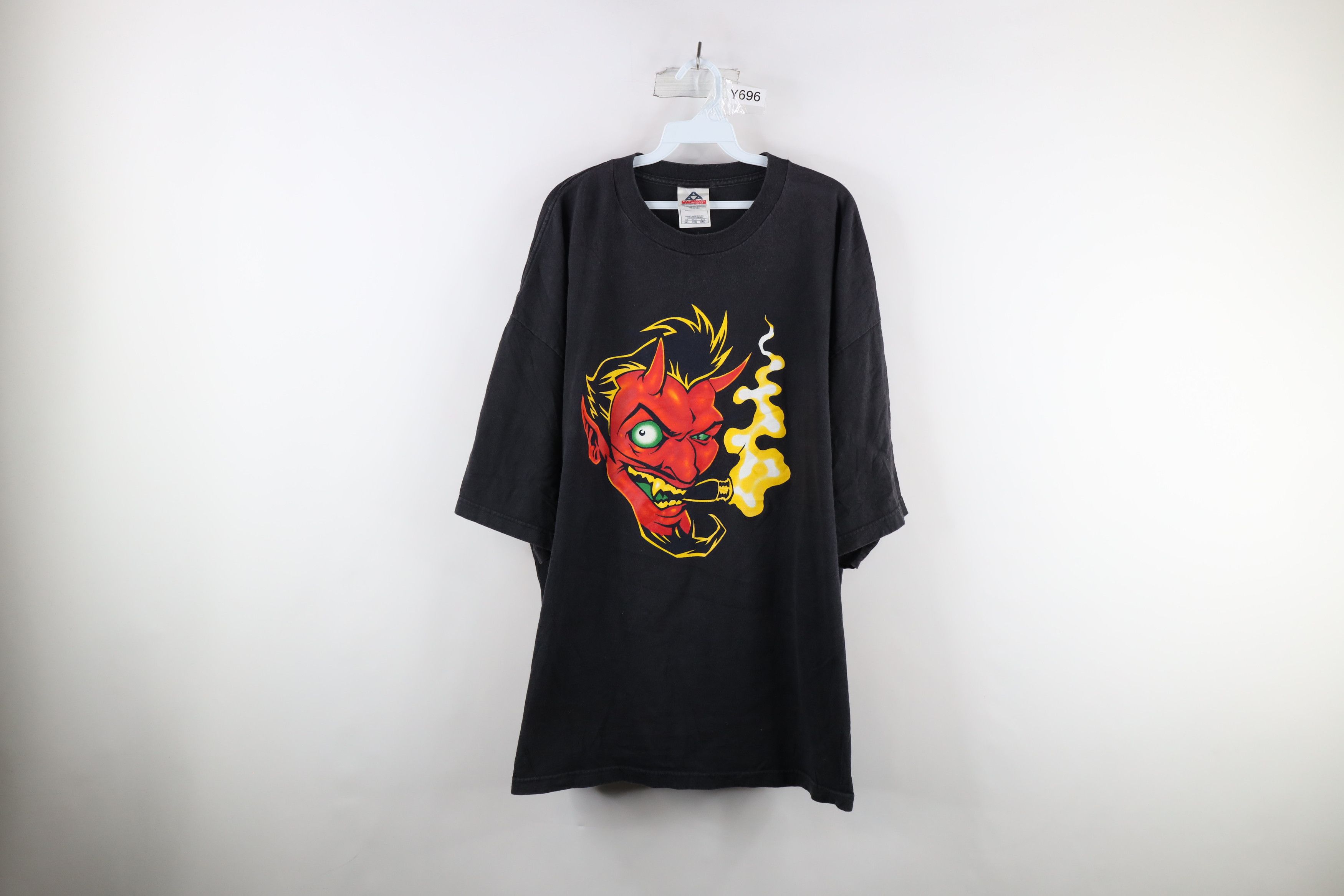 image of Vintage 90's Streetwear Fashion Victim Short Sleeve T-Shirt in Black, Men's (Size 2XL)