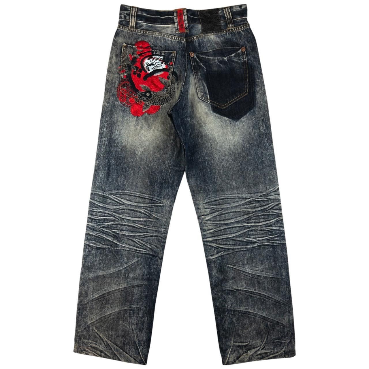 Other Vintage Big Train Embroidered Koi Japanese Denim Jeans W29 Size US 29 - 2 Thumbnail