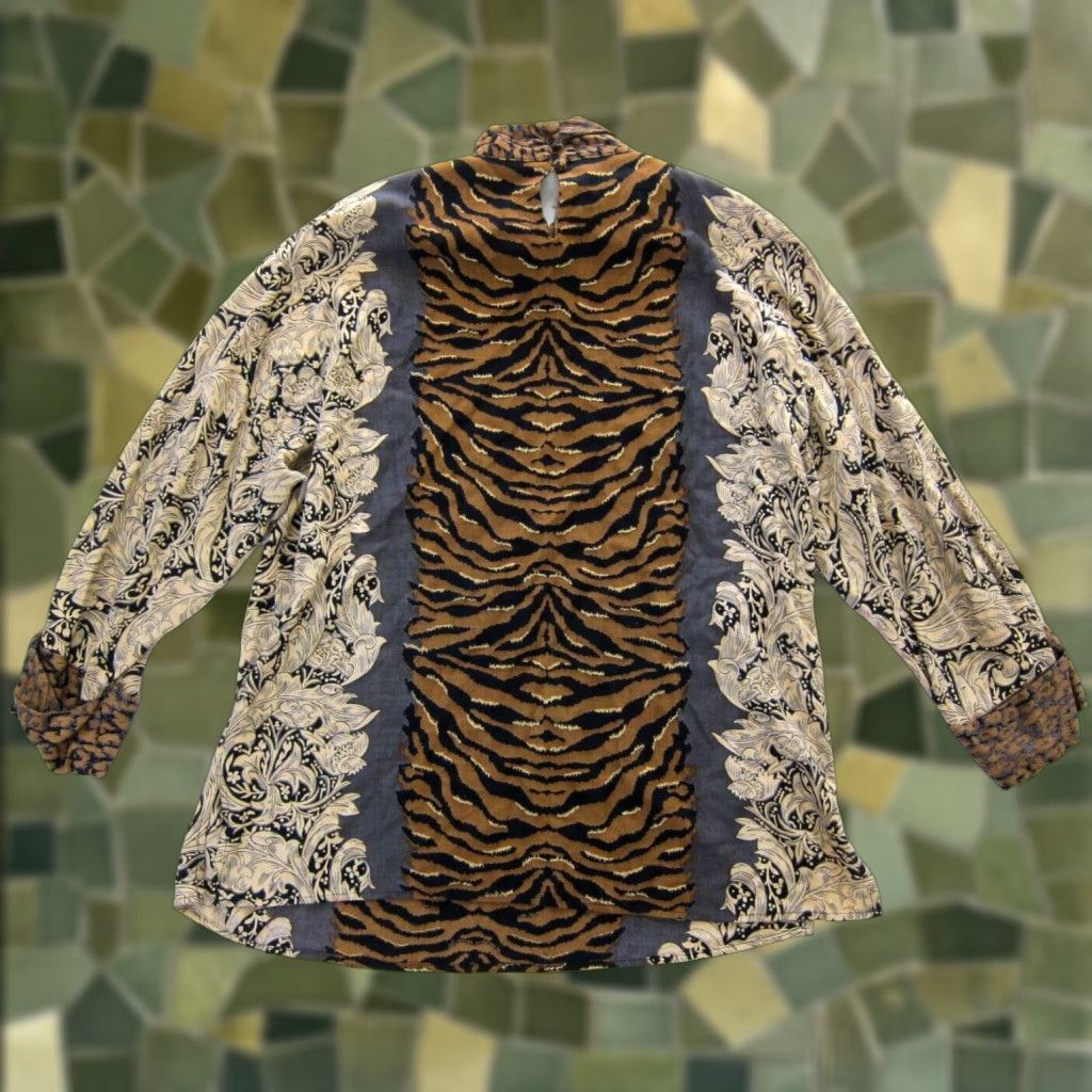 Vintage VINTAGE Carole Little Blouse Shirt Womens 6 Floral High Neck Long Sleeve Cheetah Brown Black 60s Size M / US 6-8 / IT 42-44 - 1 Thumbnail