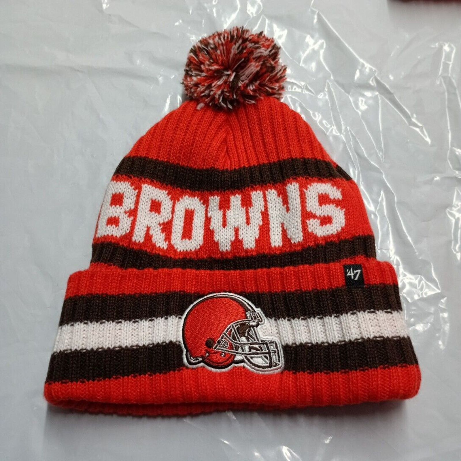 47 Brand Cleveland Browns 47 Brand Knit Hat Bering Cap Orange Brown Size ONE SIZE - 1 Thumbnail