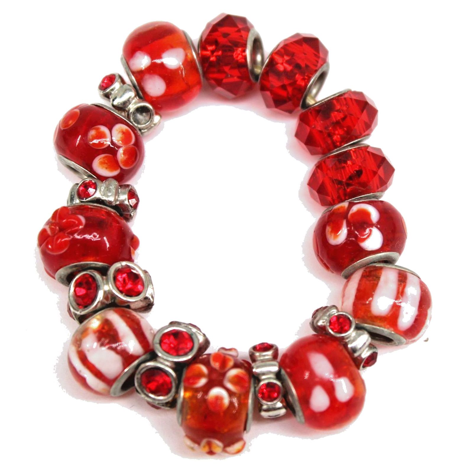Other Child's Small Red Beaded Bracelet Silver Tone Glass Size ONE SIZE - 1 Thumbnail