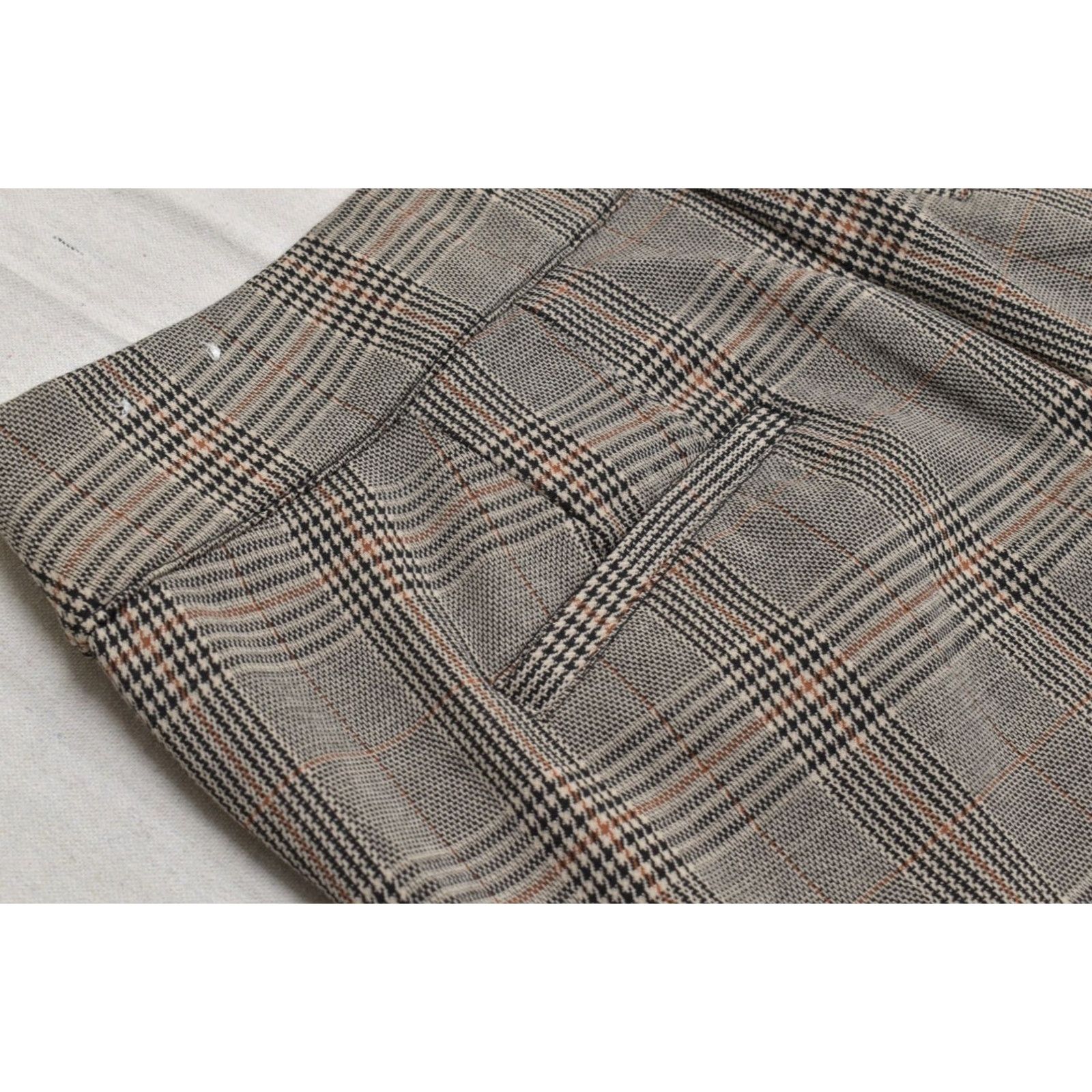 Vintage Lane Bryant Women's 20 Plaid Dress Pants Brown Gray Houndstooth Rayon Flat Front High Rise Straight Leg Plus Size Dress Pants Womens Size 42" / US 20 - 7 Thumbnail