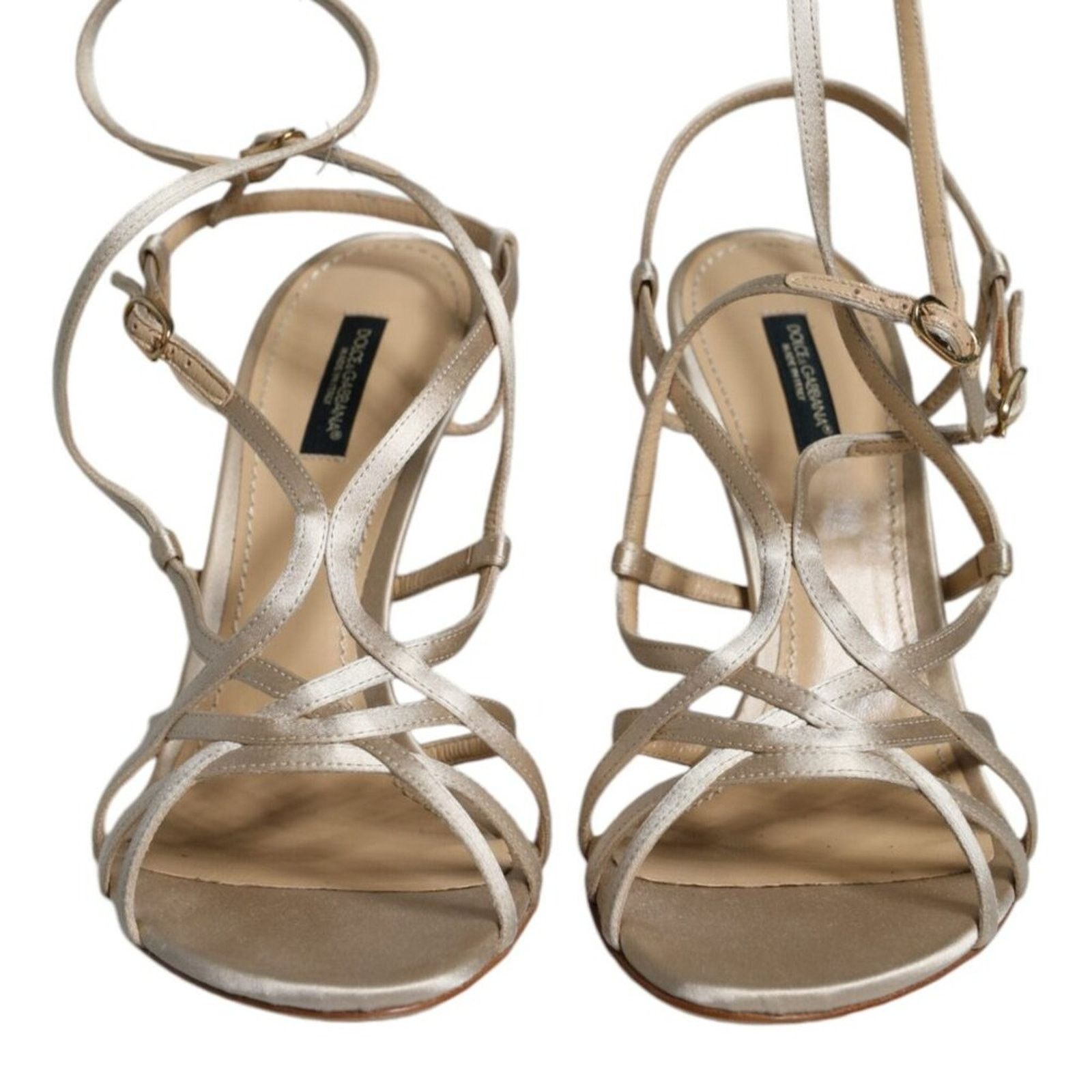 Dolce & Gabbana Dolce & Gabbana Beige Leather Stiletto Heels Sandals Shoes Size US 10 / IT 40 - 2 Thumbnail