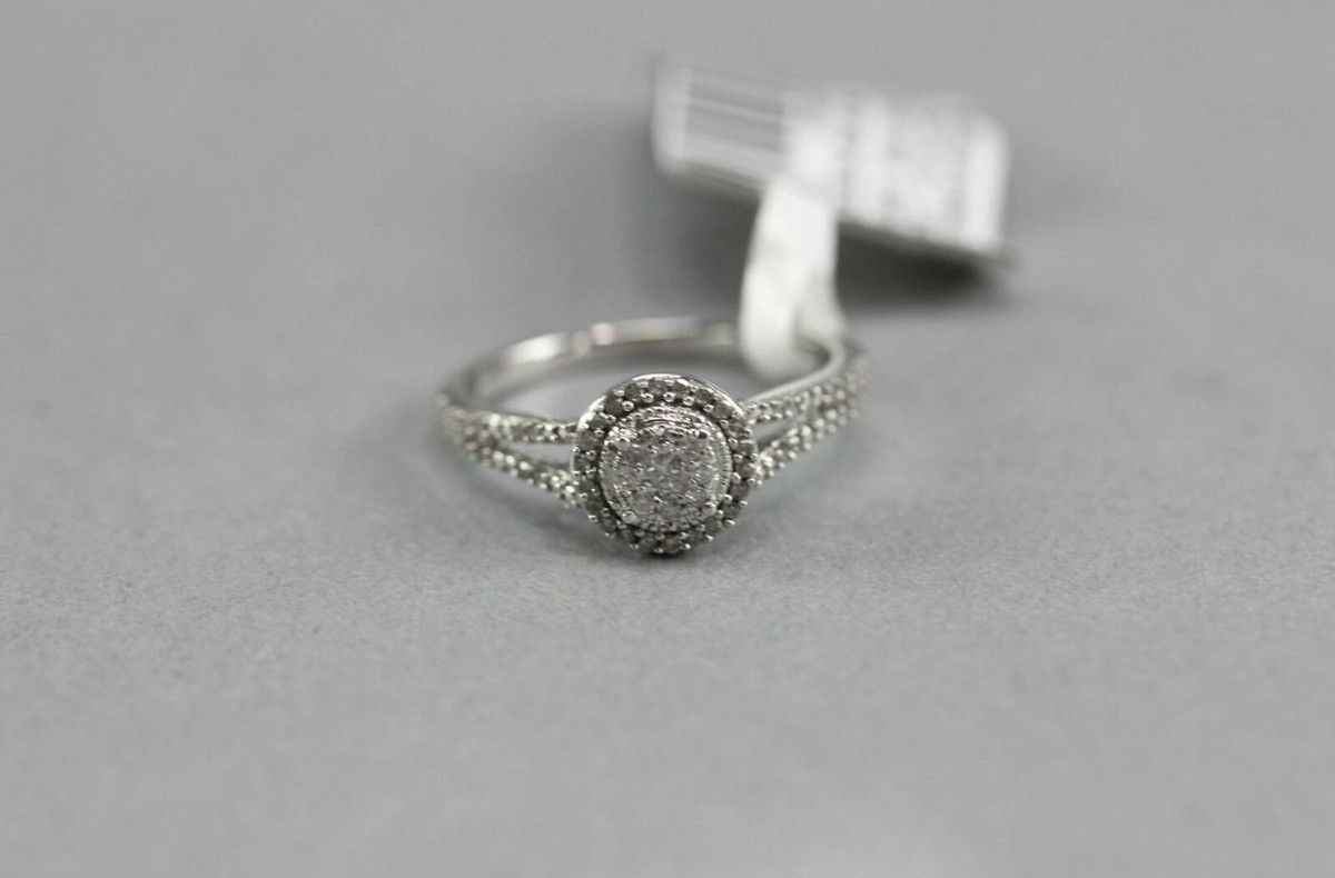 Other NWT $800 10K White Gold 1/4 Ct Diamond Bridge Promise Ring Size ONE SIZE - 3 Thumbnail
