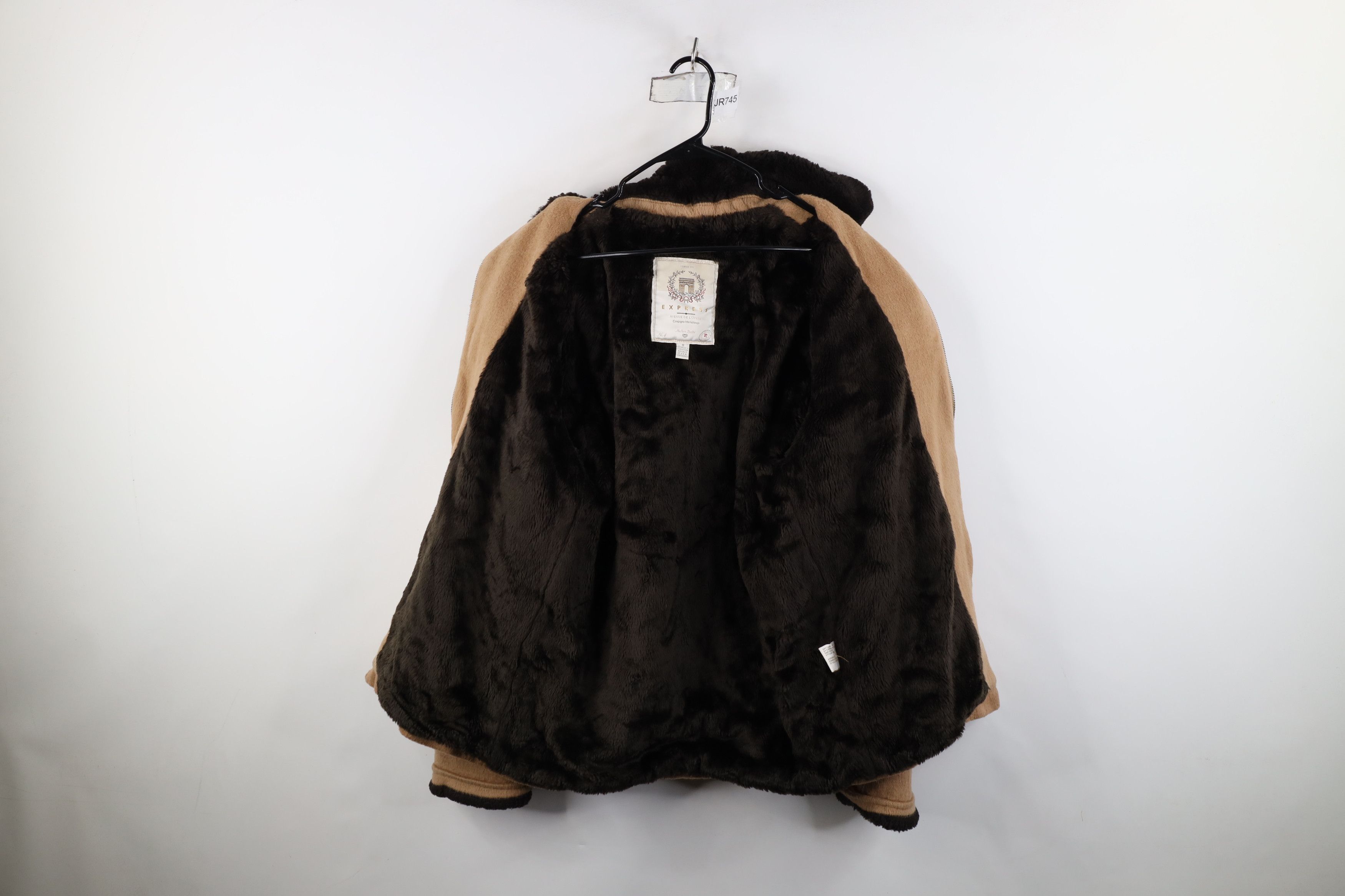 Express Vintage 90s Express Lined Mohair Wool Blend Jacket Beige Size S / US 4 / IT 40 - 9 Thumbnail