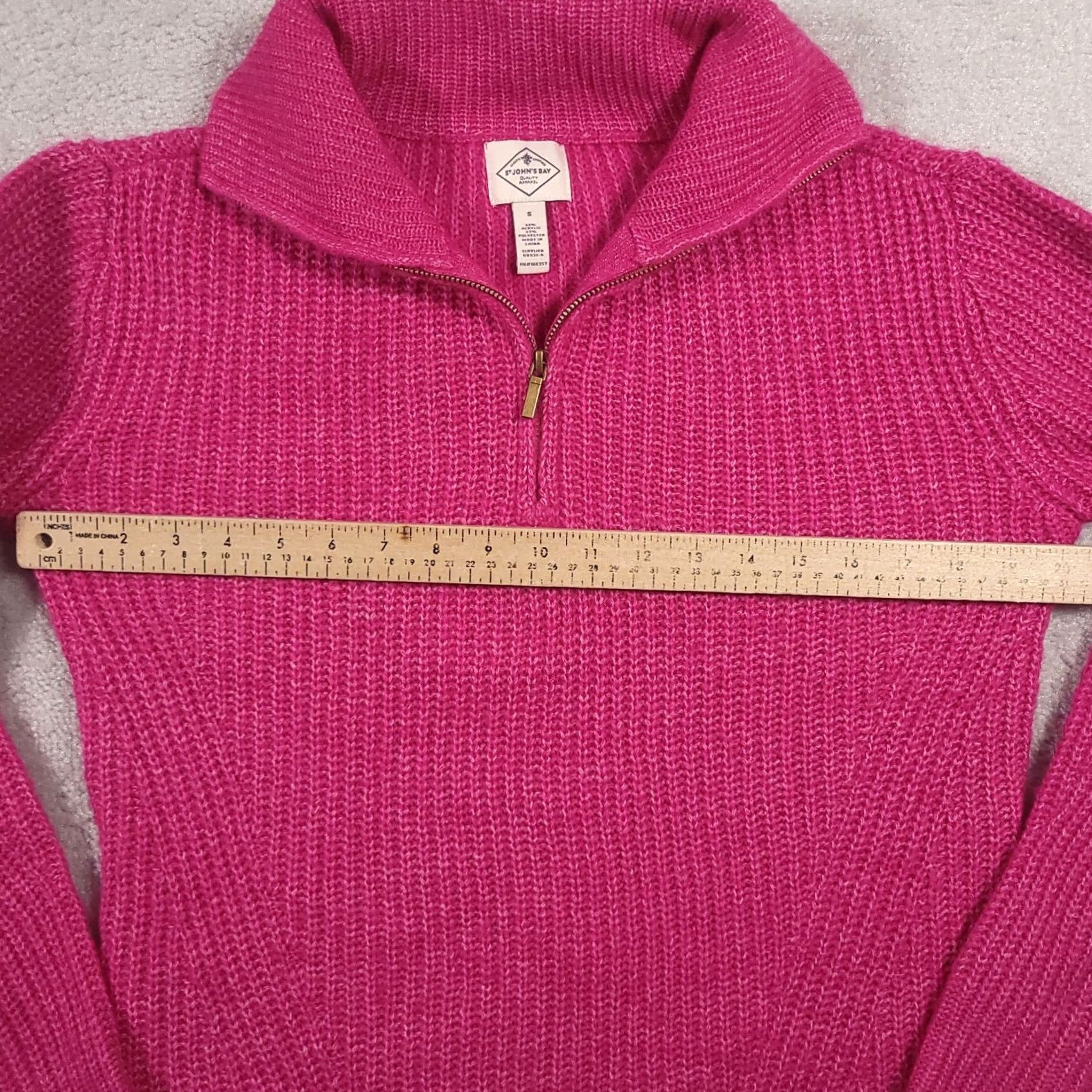 Vintage St. John's Bay 1/4 Zip Knit Sweater Women's Small Pink Soft Ribbed Crochet Shirt Pullover Womens Small Pink 1/4 Zip Knit Sweater Size S / US 4 / IT 40 - 7 Thumbnail