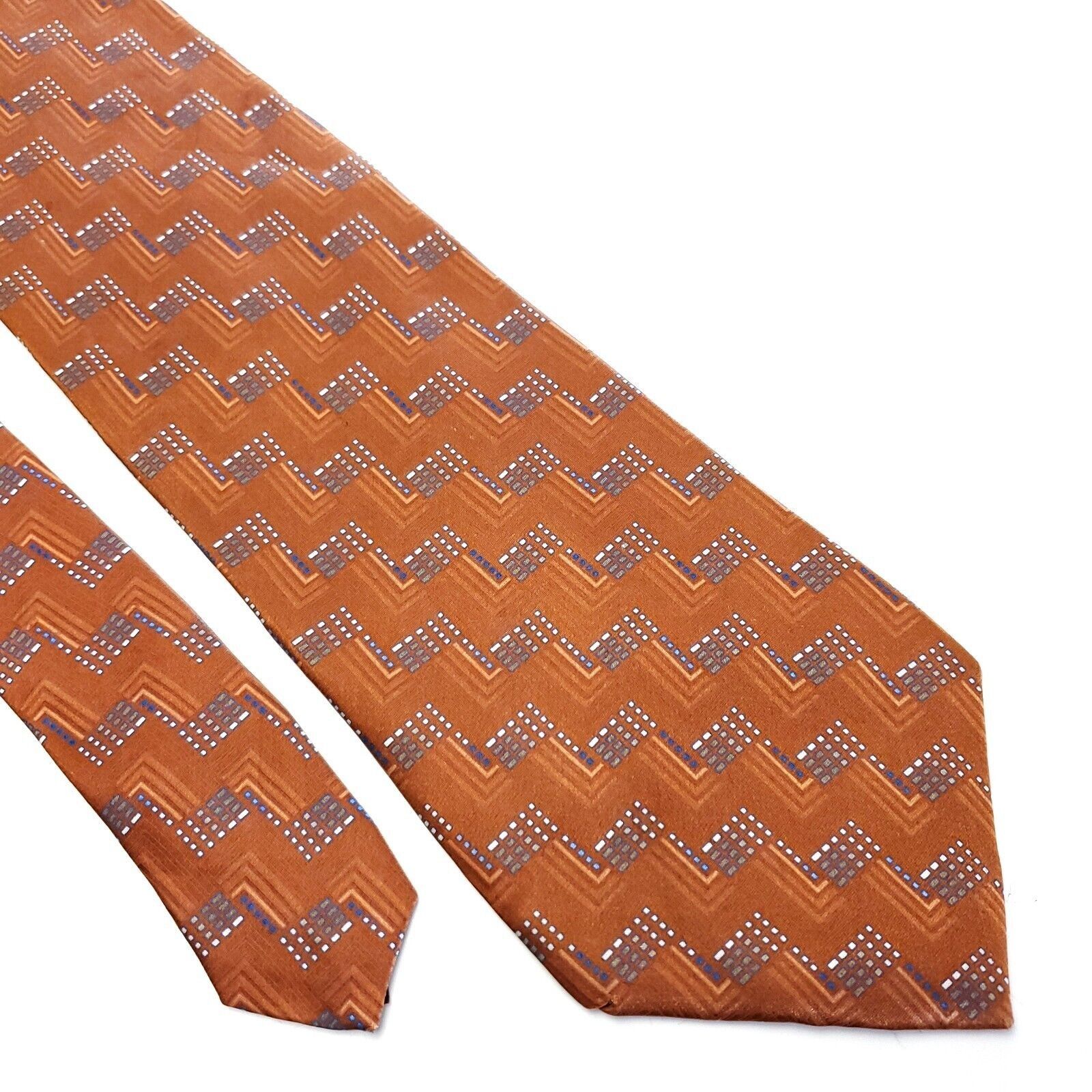 Croft & Barrow Croft & Barrow Orange Geometric Print Wide Silk Tie Size ONE SIZE - 1 Thumbnail